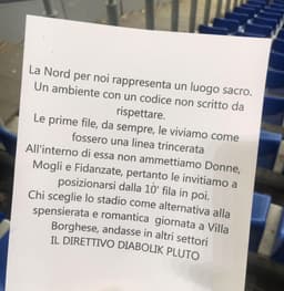 Comunicado dos Ultras da Lazio