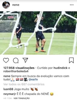 Neymar comenta no Instagram de Nenê