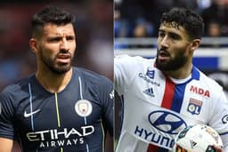 Montagem - Agüero (Manchester City) e Fekir (Lyon)