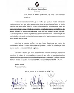 Petição do Vasco na ação sobre anulação da eleição