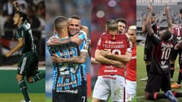 Montagem - Palmeiras, Grêmio, Internacional e Atlético-PR