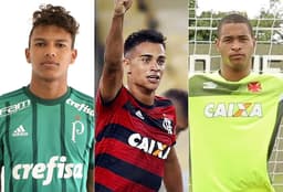 Montagem - Gabriel Verón (Palmeiras), Reinier (Flamengo) e o goleiro Lucão (Vasco)