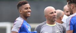 Rodrygo e Sampaoli Santos