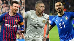 Montagem messi (barcelona), mbappe (psg) e quagliarela (sampdoria)