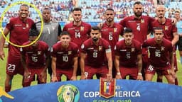 Seleção da Venezuela com Rondón tendo camisa sem número na frente