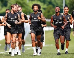 Treino Real Madrid - Marcelo e Vinícius Júnior