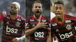 Montagem - Gabigol, Everton Ribeiro e Bruno Henrique