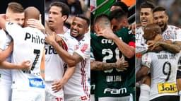 Montagem - Santos, São Paulo, Palmeiras e Corinthians