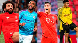 Montagem Mohamed, Raheem. Lewandowski e Jadon Sancho