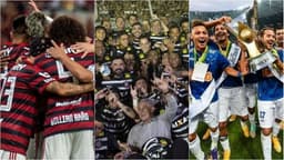 Montagem - Flamengo-2019, Corinthians-2015 e Cruzeiro-2014