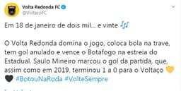 Botafogo x Volta Redonda (Twitter)