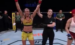 Amanda Ribas conquistou a terceira vitória seguida dentro do UFC e segue embalada (Foto: Reprodução/Twitter)