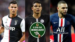 Montagem - Cristiano Ronaldo, Thiago Silva e Kurzawa