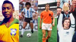 Montagem - Pele, Maradona, Cruyff e Beckenbauer