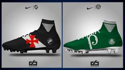 Chuteiras personalizadas: Vasco e Palmeiras