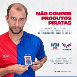 Mensagem do Paraná Clube contra a pirataria