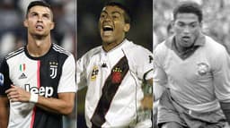 Montagem - CR7, Romário e Garrincha