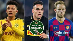 Montagem - Jadon Sancho (Borussia Dortmund) Lautaro Martínez (Inter de Milão) e Rakitic