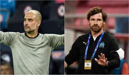 Montagem - Pep Guardiola (Manchester City) e André Villas-Boas (Olympique de Marselha)