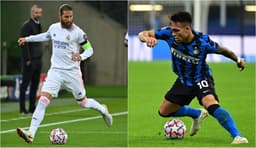 Montagem - Sergio Ramos (Real Madrid) e Lautaro Martínez (Inter de Milão)