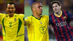 montagem cafu, ronaldo, messi