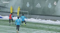 Treino do Real Madrid na neve