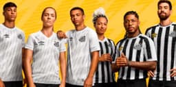 Novos uniformes do Santos foram lançados nesta quarta-feira (Divulgação/Umbro)