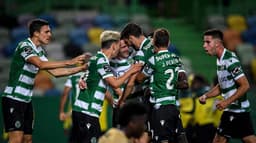 Sporting comemorando o título do Campeonato Português