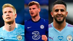 De Bruyne (Manchester City), Timo Werner (Chelsea) e Mahrez (Manchester City)