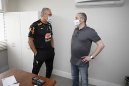 Rogério Caboclo e Tite na Granja Comary