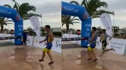 Triatleta perde corrida na linha de chegada