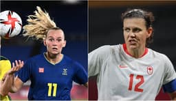 Montagem: Stina Blackstenius (Suécia) e Christine Sinclair (Canadá)