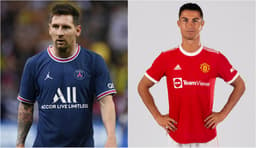 Montagem - Lionel Messi (PSG) e Cristiano Ronaldo (Manchester United)