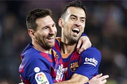 Lionel Messi e Sergio Busquets no Barcelona