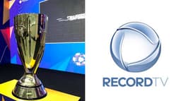 taça do Paulistão e a logo da RecordTV.