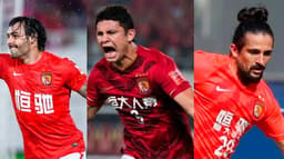 Ricardo Goulart, Elkeson e Aloísio "Boi Bandido", todos do Guangzhou FC, da China