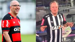 Antonio Tabet (com a camisa do Flamengo) e Chico Pinheiro (com a camisa do Atlético-MG)