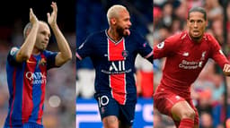 INIESTA (BARCELONA), NEYMAR (PSG) E VAN DIJK (LIVERPOOL)