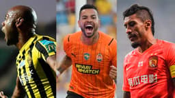 Vágner Love no Kairat Almaty, do Cazaquistão, Dentinho, do Shakhtar Donetsk, e o meia Paulinho, do Al Ahli