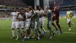 Gabriel Veron comemora seu gol contra a equipe do Cuiabá EC (Foto: Cesar Greco/Palmeiras)