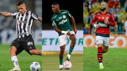 Guilherme Arana (Atlético-MG), Patrick de Paula (Palmeiras) e Gabigol (Flamengo)