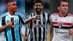 Douglas Costa (Grêmio), Diego Costa (Atlético) e Pablo (São Paulo).