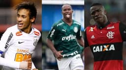 Neymar (Jovem no Santos), Endrick e o Vini Jr (no flamengo)