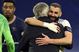 Real Madrid x PSG - Benzema e Carlo Ancelotti