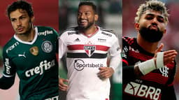 Raphael Veiga (Palmeiras), Reinaldo (São Paulo) e Gabigol (Flamengo)