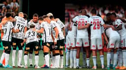 jogadores do Corinthians reunidos e do São Paulo reunidos,