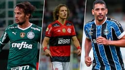 GUSTAVO SCARPA (PALMEIRAS), DAVID LUIZ (FLAMENGO) E DIEGO SOUZA (GRÊMIO).