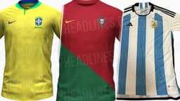 Camisas Brasil, Portugal e Argentina