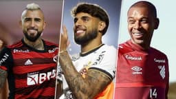 Vidal (Flamengo), Yuri Alberto (Corinthians) e Fernandinho (Athletico-PR)