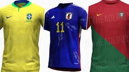 Camisas Brasil, Japão e Portugal